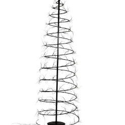 Hi-Line Gifts Spiral-6.5' Pre-Lit Brown Revolve Spiral Artificial Tree, Led Warm White Lights