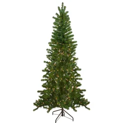 Northlight Wall Trees-6.5' Pre-Lit Canadian Pine Slim Artificial Christmas Wall Tree - Clear Lights