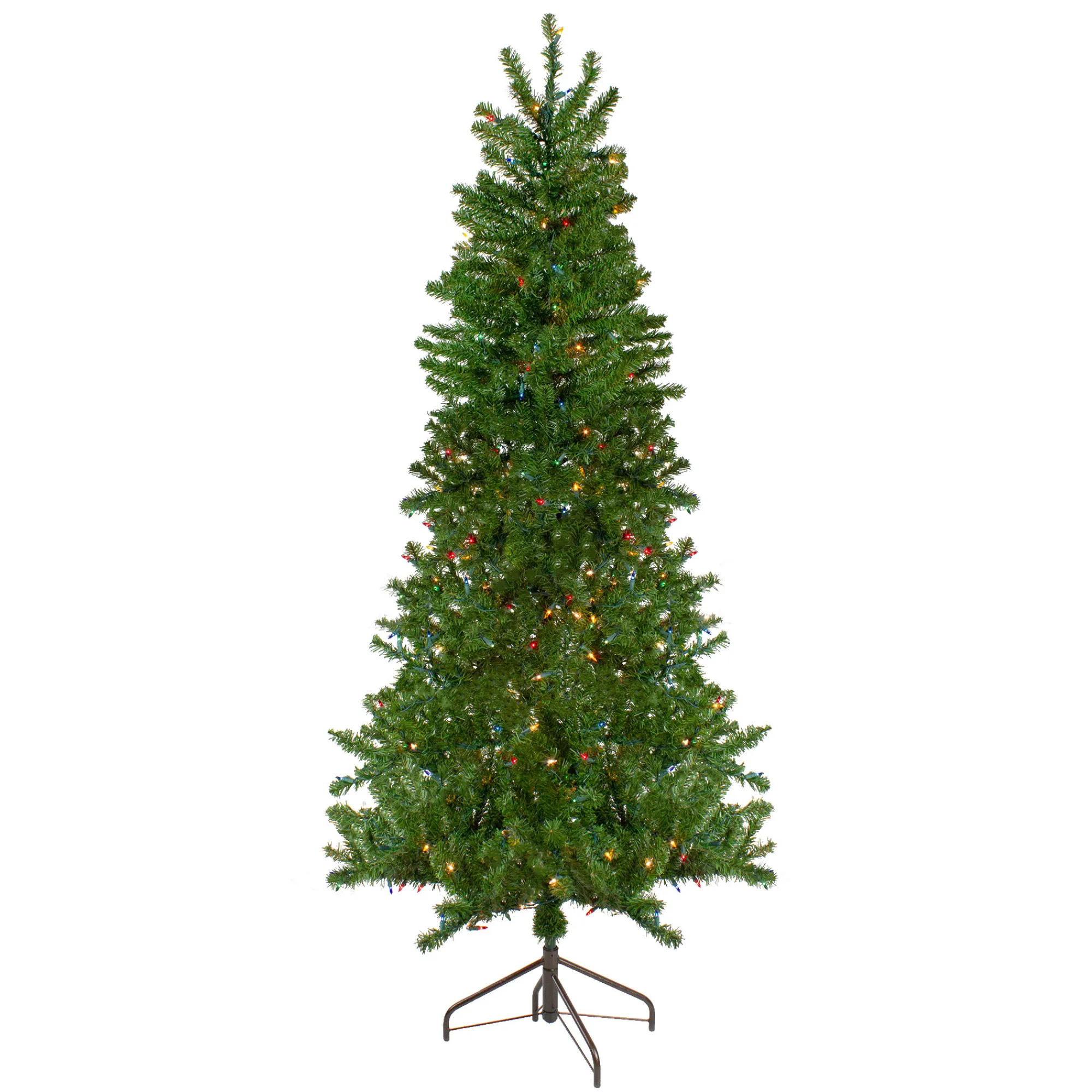 Northlight Wall Trees-7.5' Pre-Lit Canadian Pine Slim Artificial Christmas Wall Tree - Multicolor Lights
