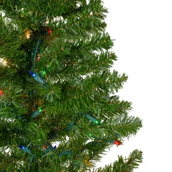 Northlight Wall Trees-7.5' Pre-Lit Canadian Pine Slim Artificial Christmas Wall Tree - Multicolor Lights