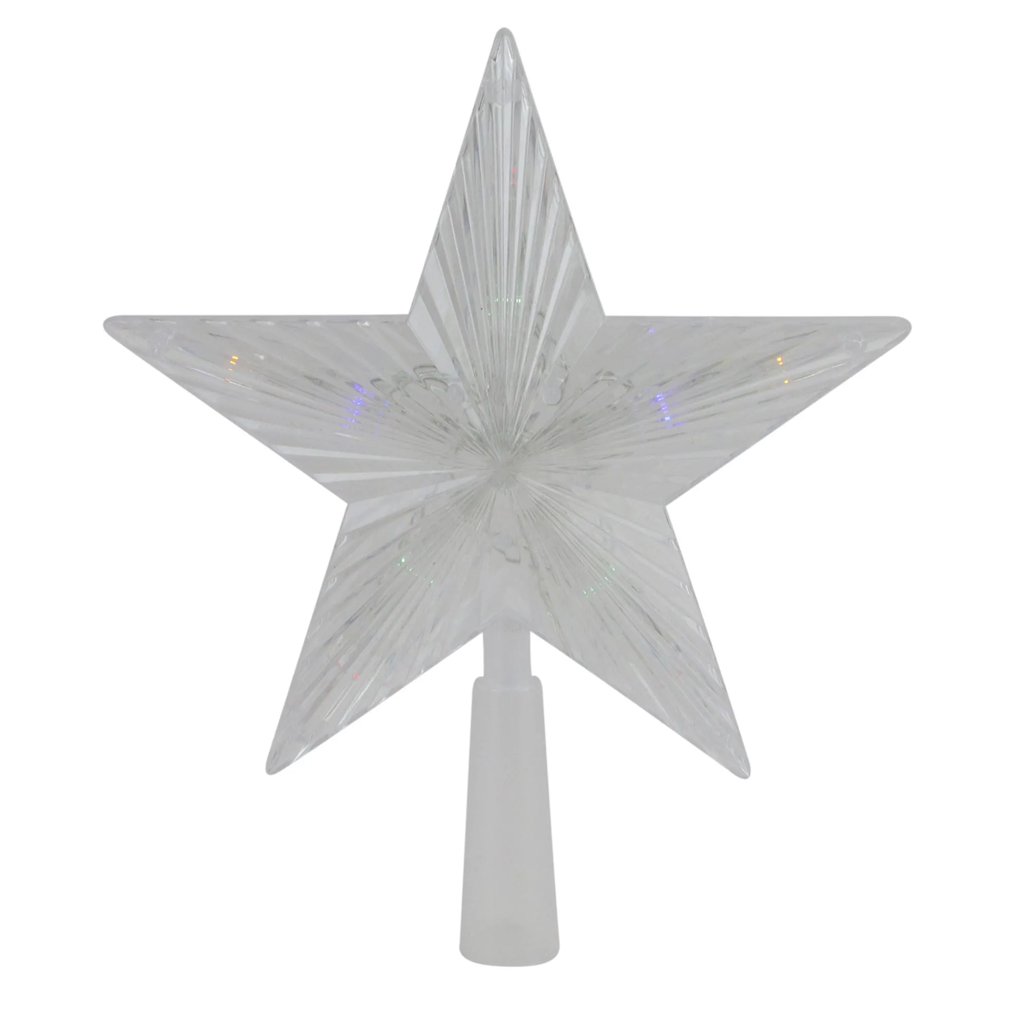 Northlight Stars-8" Pre-Lit Clear Crystal Star Christmas Tree Topper - Multicolor Led Lights