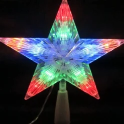 Northlight Stars-8" Pre-Lit Clear Crystal Star Christmas Tree Topper - Multicolor Led Lights