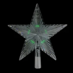 Northlight Stars-9" Pre-Lit Clear Crystal Star Christmas Tree Topper - Multicolor Led Lights
