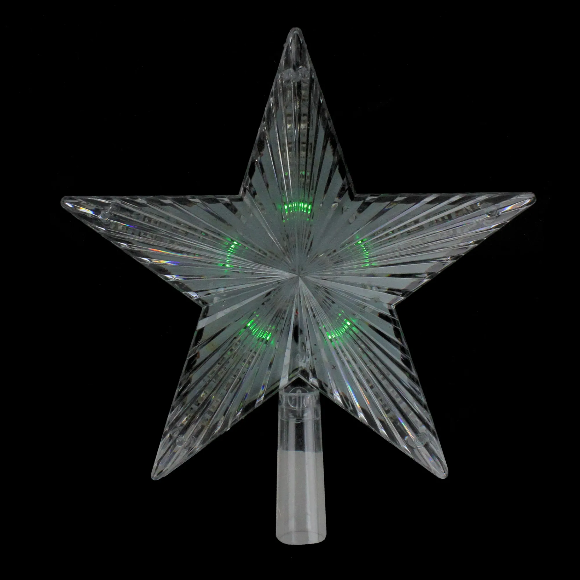 Northlight Stars-9" Pre-Lit Clear Crystal Star Christmas Tree Topper - Multicolor Led Lights