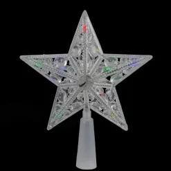 Northlight Stars-7.5" Pre-Lit Clear Jeweled Star Battery Operated Christmas Tree Topper - Multicolor Lights