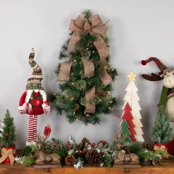 Northlight Wall Trees-2' Pre-Lit Country Mixed Pine Artificial Christmas Wall Tree - Clear Lights