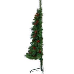 Nearly Natural Wall Trees-5' Pre-Lit Flat Back Montreal Pine Artificial Christmas Wall Tree, Clear Led Lights