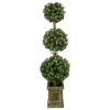 Northlight Topiaries-4.5' Pre-Lit Frosted Triple Ball Artificial Topiary Tree In Decorative Pot - Clear Lights