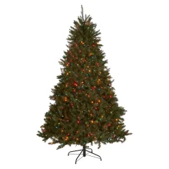Contemporary Home Living Pre-Lit-7.5' Pre-Lit Full Dunhill Fir Artificial Christmas Tree - Multicolor Lights