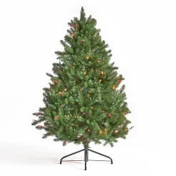 Contemporary Home Living Pre-Lit-4.5' Pre-Lit Full Norway Spruce Artificial Christmas Tree - Multicolor Lights