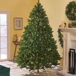 Contemporary Home Living Pre-Lit-7.5' Pre-Lit Full Norway Spruce Artificial Christmas Tree - Clear Lights