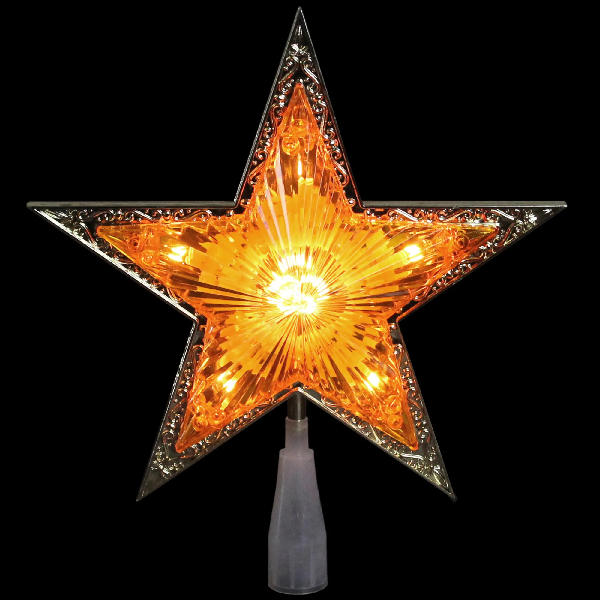 Northlight Stars-9" Pre-Lit Gold And Amber Crystal 5 Point Star Christmas Tree Topper - Clear Lights
