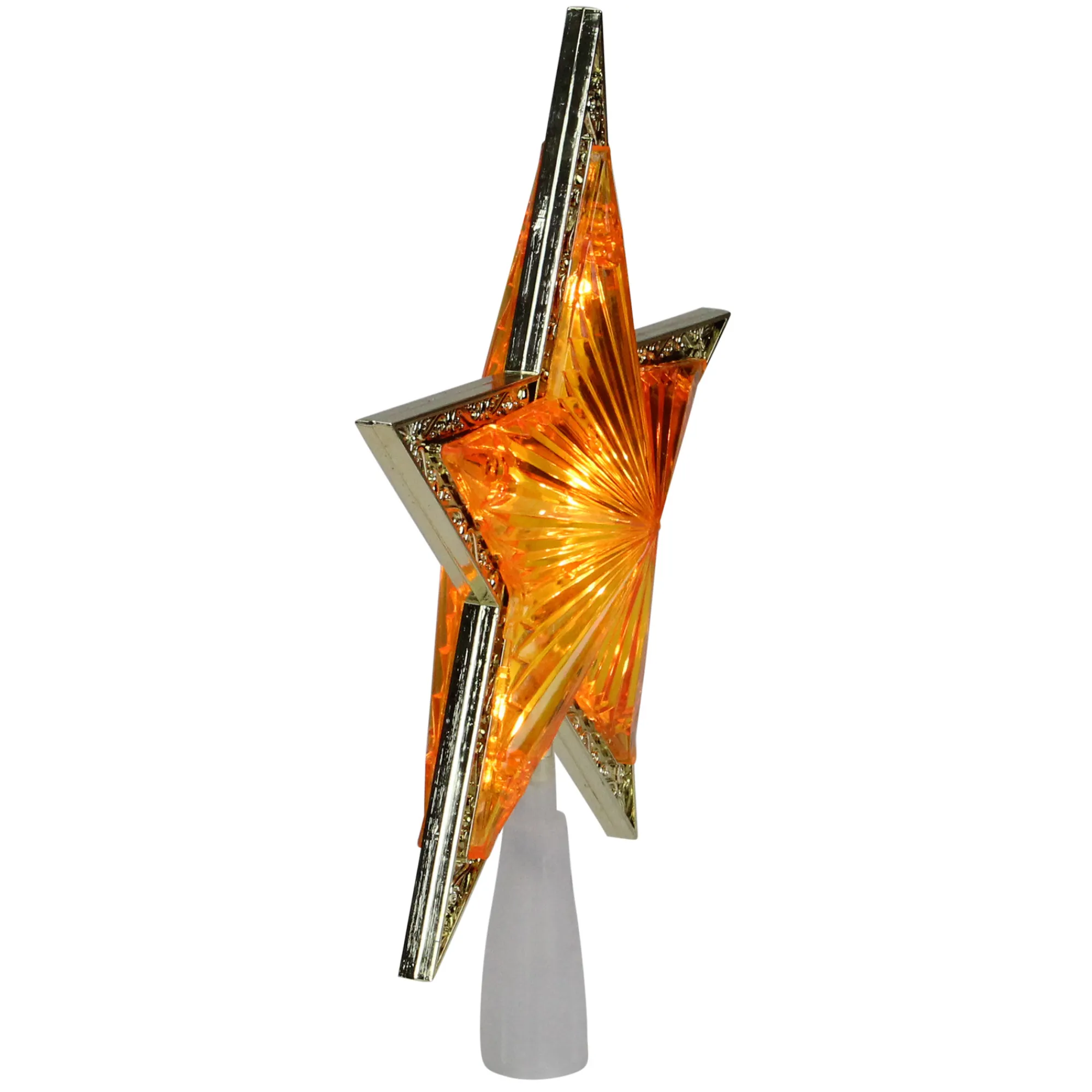 Northlight Stars-9" Pre-Lit Gold And Amber Crystal 5 Point Star Christmas Tree Topper - Clear Lights