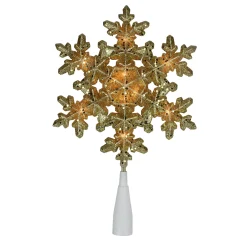 Northlight Snowflake-9" Pre-Lit Gold Snowflake Christmas Tree Topper - Clear Lights