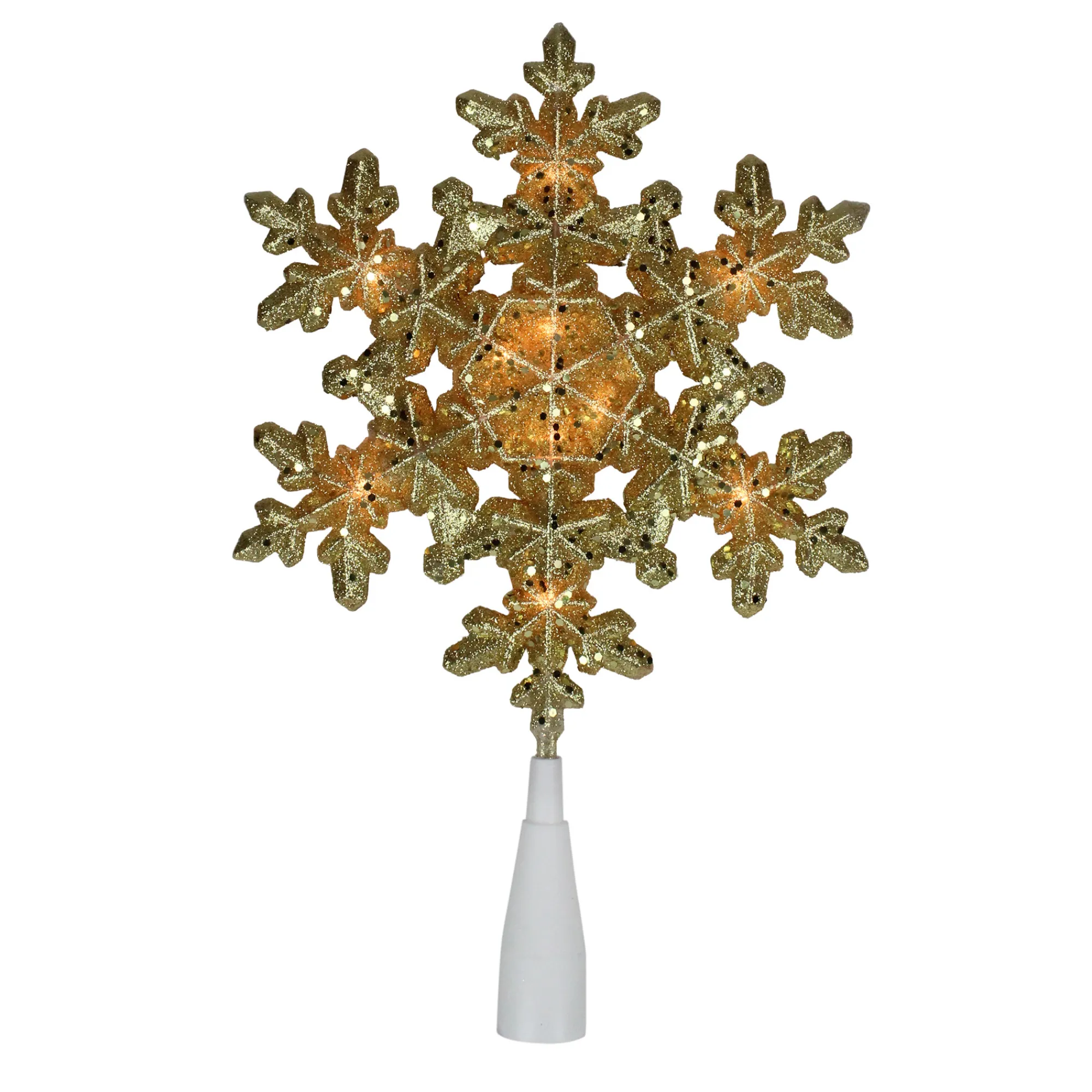 Northlight Snowflake-9" Pre-Lit Gold Snowflake Christmas Tree Topper - Clear Lights