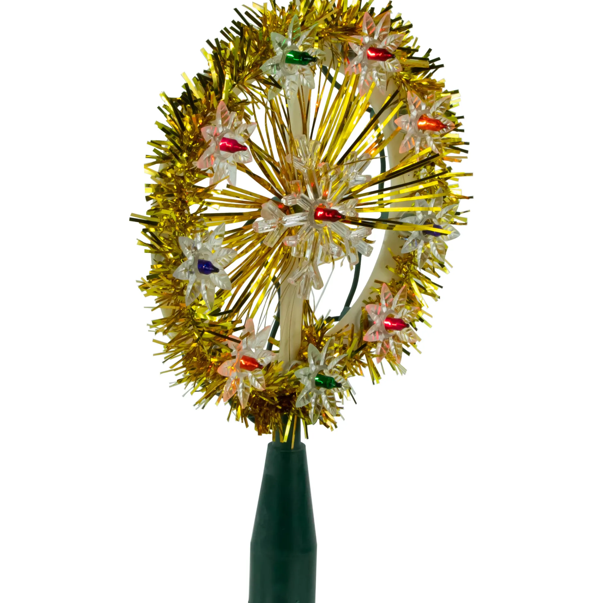 Northlight Stars-7" Pre-Lit Gold Snowflake Starburst Christmas Tree Topper - Clear Lights
