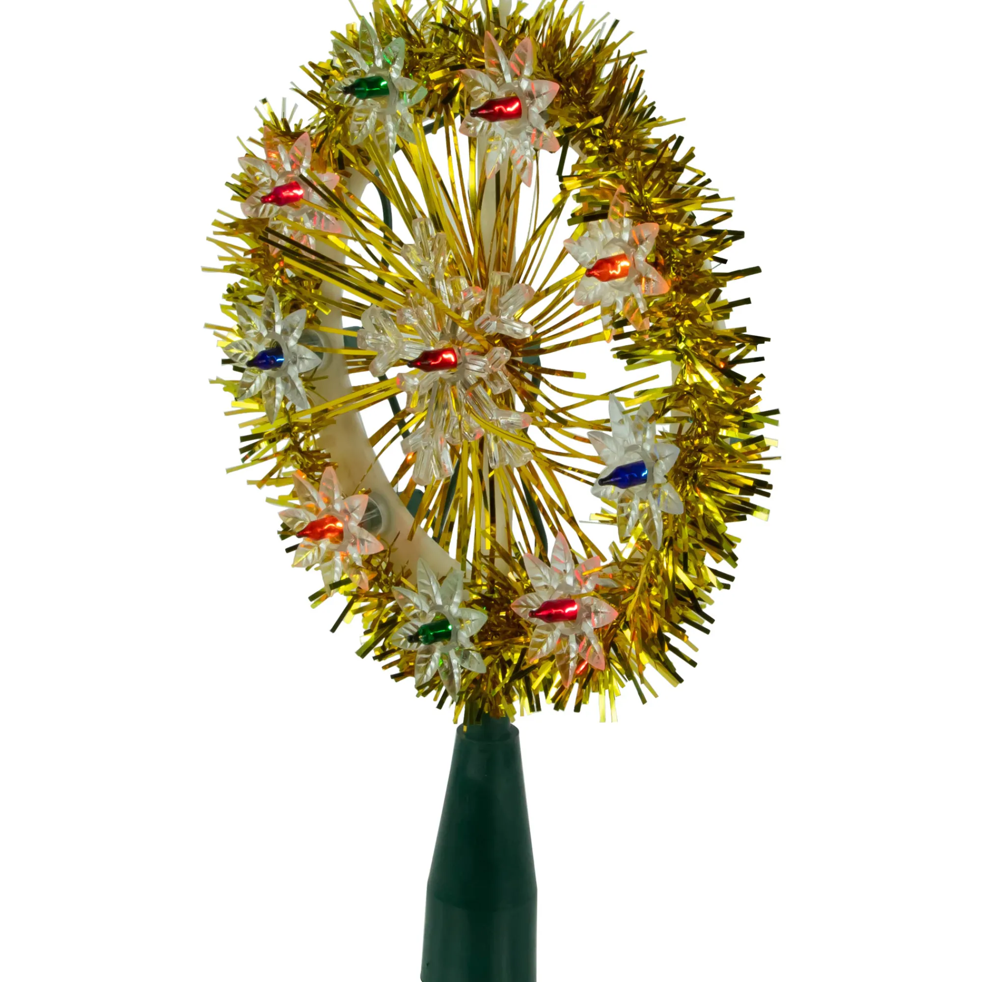 Northlight Stars-7" Pre-Lit Gold Snowflake Starburst Christmas Tree Topper - Clear Lights