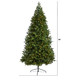 Nearly Natural Wall Trees-8' Pre-Lit Grand Teton Flat Back Artificial Christmas Wall Tree, Warm White Led Lights