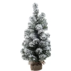 Contemporary Home Living Unlit-2' Pre-Lit Green And White Artificial Christmas Snowy Pine Tree - Unlit