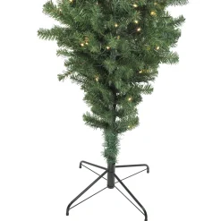 Northlight Upside Down-7.5' Pre-Lit Green Spruce Artificial Upside Down Christmas Tree - Warm White Led Lights