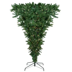 Northlight Upside Down-7' Pre-Lit Green Spruce Artificial Upside Down Christmas Tree - Clear Lights