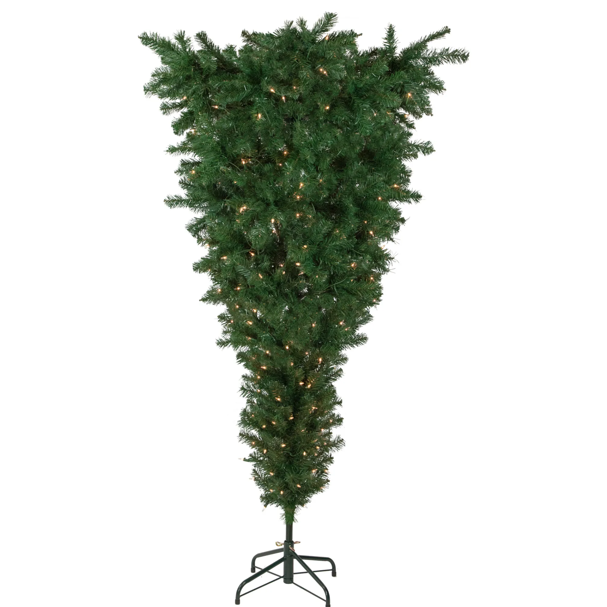 Northlight Upside Down-7.5' Pre-Lit Green Upside Down Spruce Artificial Christmas Tree, Clear Lights