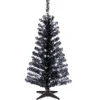 Christmas Central Unlit-4' Pre-Lit Medium Black Tinsel Artificial Christmas Tree - Clear Lights