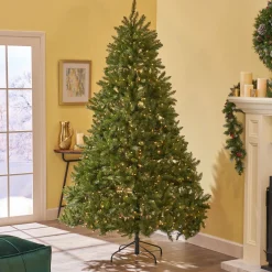 Contemporary Home Living Pre-Lit-9' Pre-Lit Medium Dunhill Fir Artificial Christmas Tree - Clear Lights