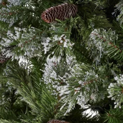Contemporary Home Living Pre-Lit-7' Pre-Lit Medium Mixed Frosted Spruce Artificial Christmas Tree - Clear Lights