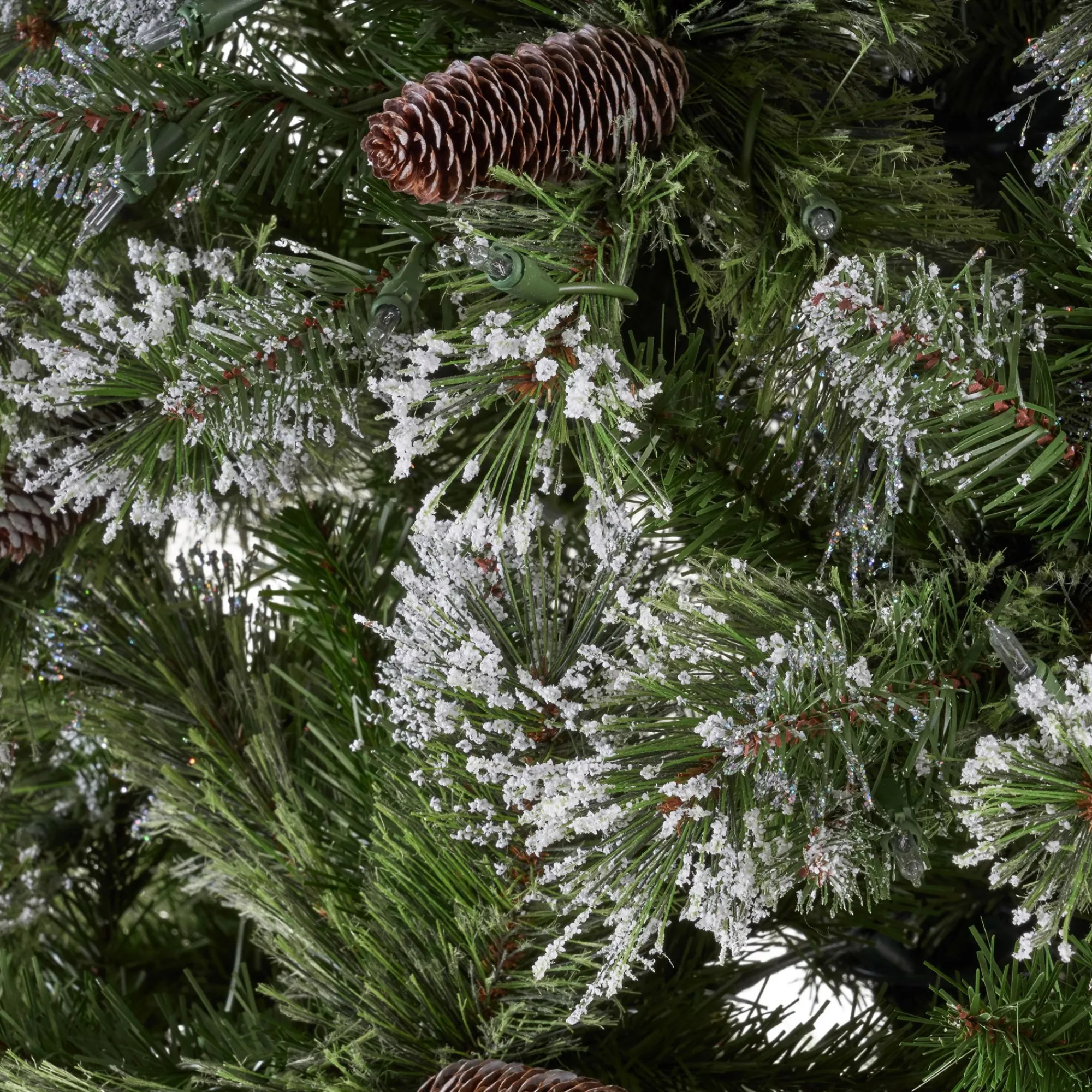 Contemporary Home Living Pre-Lit-7' Pre-Lit Medium Mixed Frosted Spruce Artificial Christmas Tree - Clear Lights