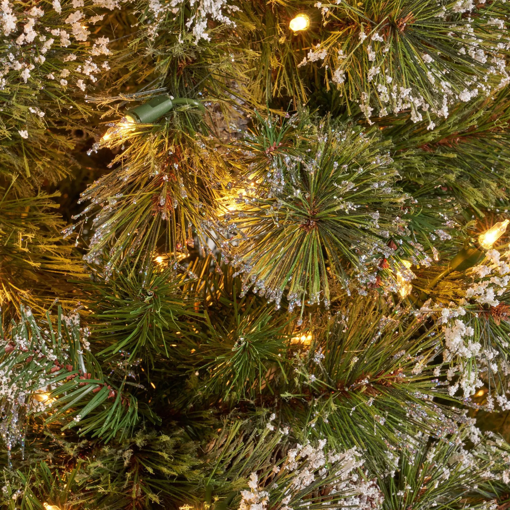 Contemporary Home Living Pre-Lit-7' Pre-Lit Medium Mixed Frosted Spruce Artificial Christmas Tree - Clear Lights