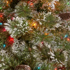 Contemporary Home Living Pre-Lit-7' Pre-Lit Medium Mixed Spruce Artificial Christmas Tree - Multicolor Lights