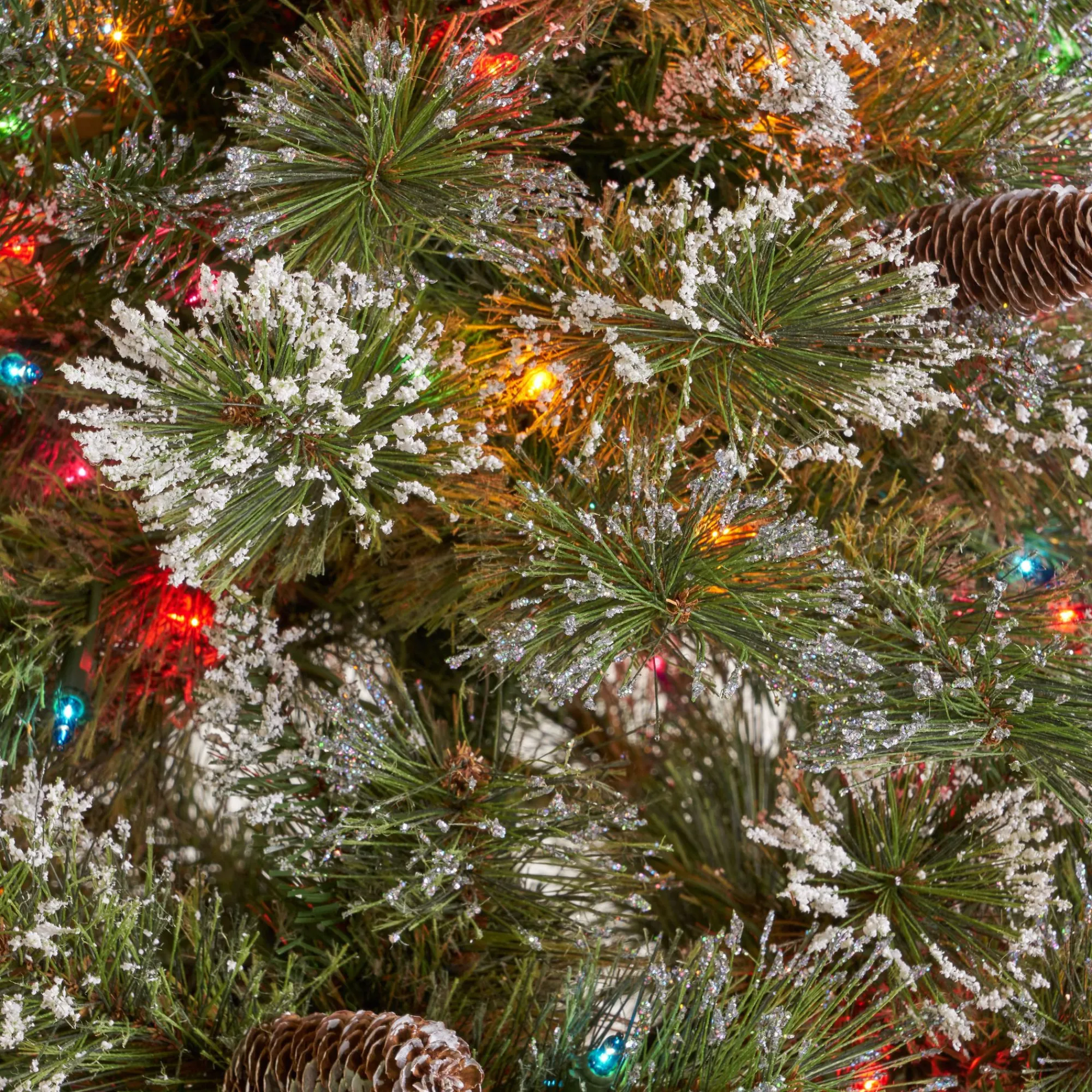 Contemporary Home Living Pre-Lit-7' Pre-Lit Medium Mixed Spruce Artificial Christmas Tree - Multicolor Lights