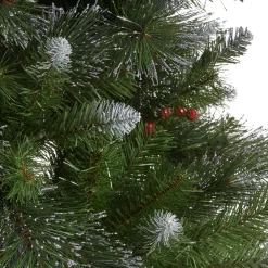 Contemporary Home Living Pre-Lit-9' Pre-Lit Medium Mixed Spruce Artificial Christmas Tree With Glittered Branches - Clear Lights