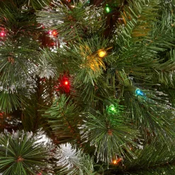 Contemporary Home Living Pre-Lit-9' Pre-Lit Medium Mixed Spruce Artificial Christmas Tree With Glittered Branches - Multicolor Lights