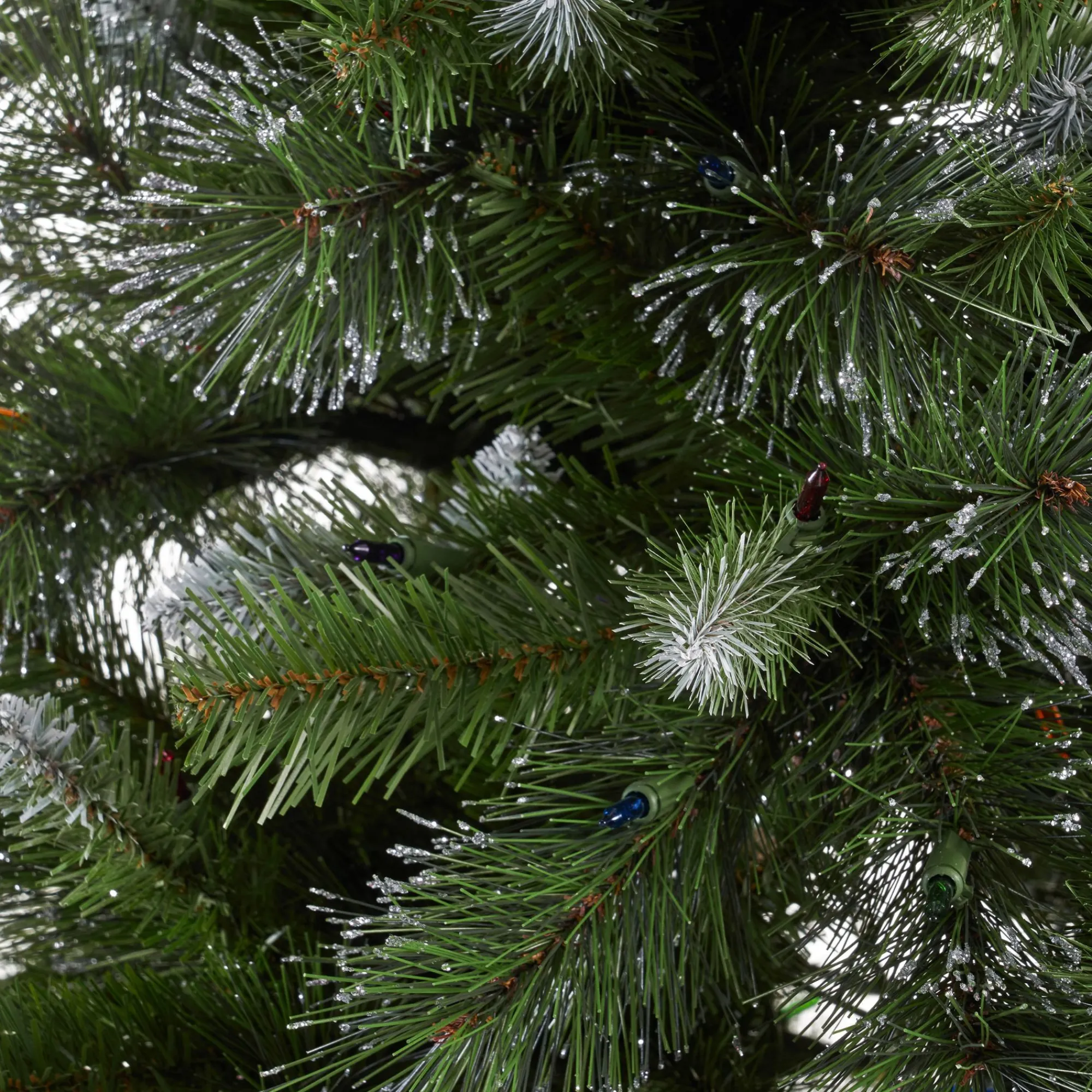 Contemporary Home Living Pre-Lit-9' Pre-Lit Medium Mixed Spruce Artificial Christmas Tree With Glittered Branches - Multicolor Lights