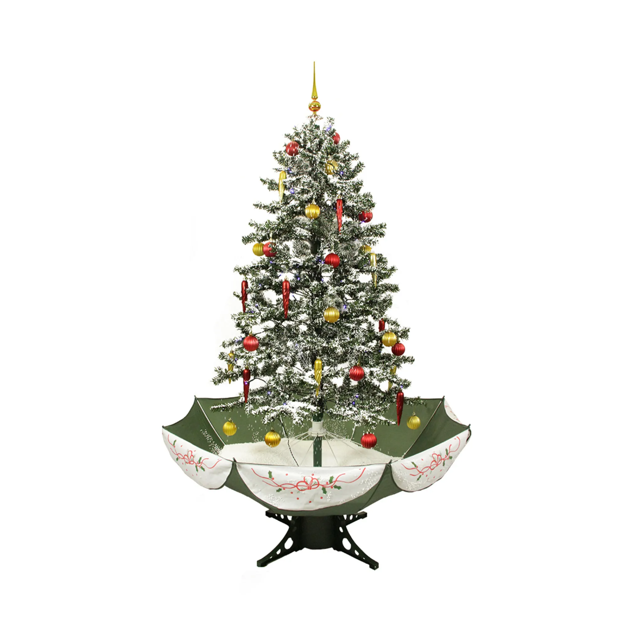 Northlight Snowing-5.5' Pre-Lit Medium Musical Snowing Artificial Christmas Tree With Umbrella Base - Blue Led Lights