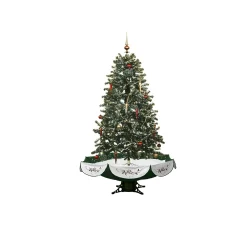 Northlight Snowing-5.5' Pre-Lit Medium Musical Snowing Artificial Christmas Tree With Umbrella Base - Blue Led Lights