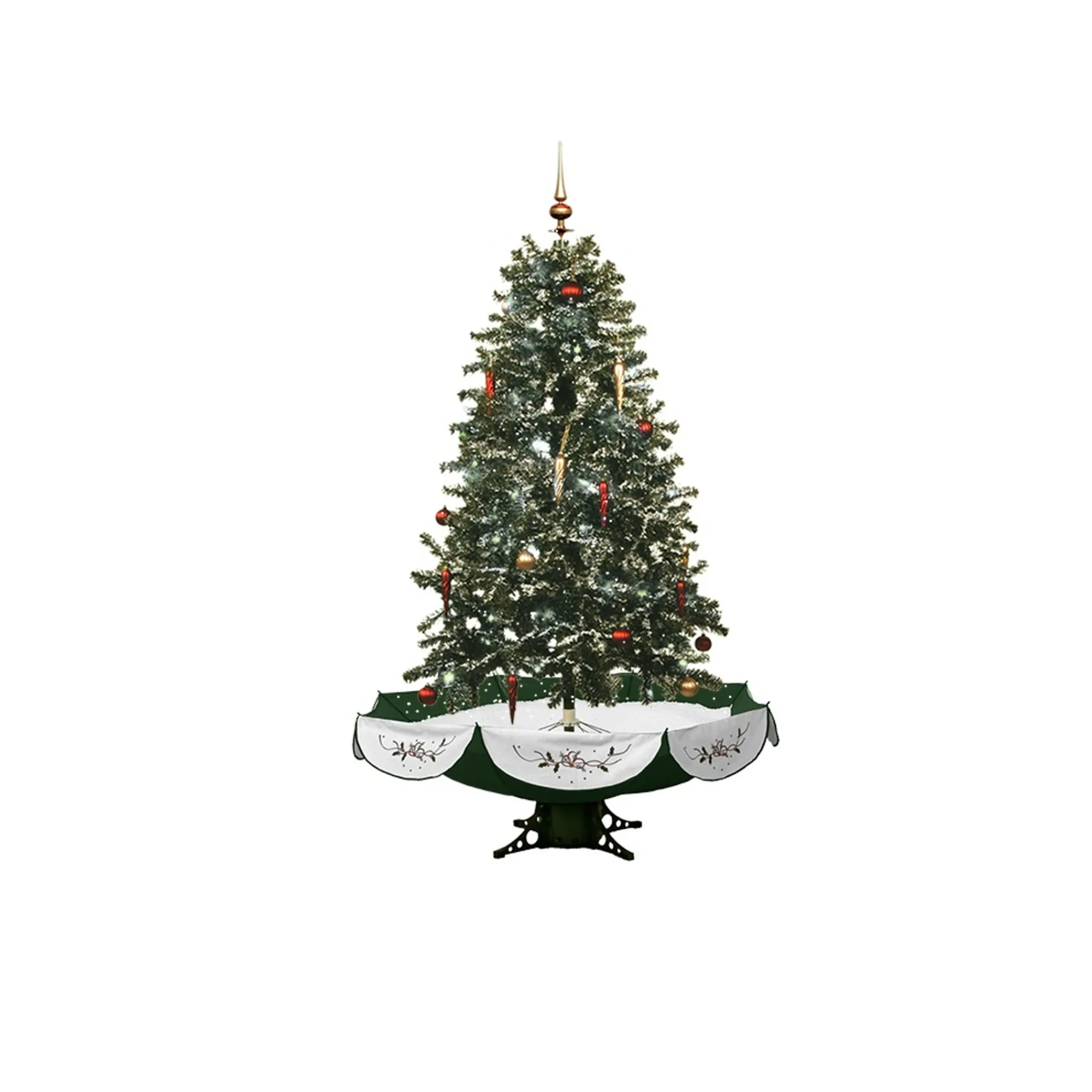 Northlight Snowing-5.5' Pre-Lit Medium Musical Snowing Artificial Christmas Tree With Umbrella Base - Blue Led Lights