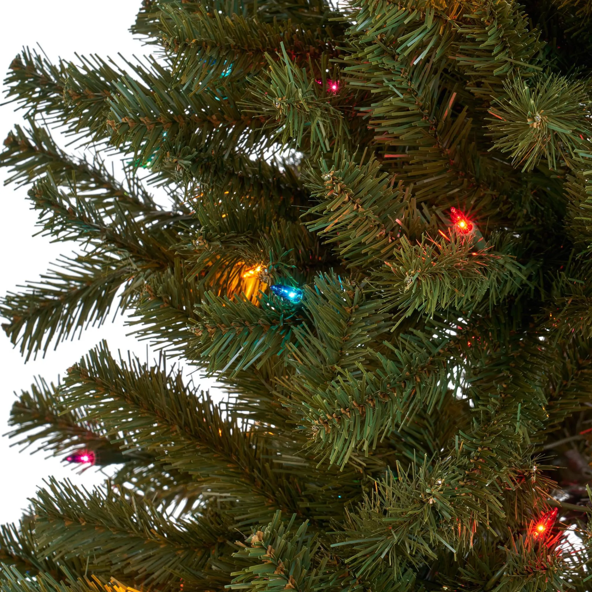 Contemporary Home Living Pre-Lit-7' Pre-Lit Medium Noble Fir Hinged Artificial Christmas Tree - Multicolor Lights