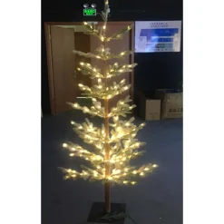 Hi-Line Gifts Snowing-5.75' Pre-Lit Pencil Pine Snow Artificial Christmas Tree - Warm White Led Lights