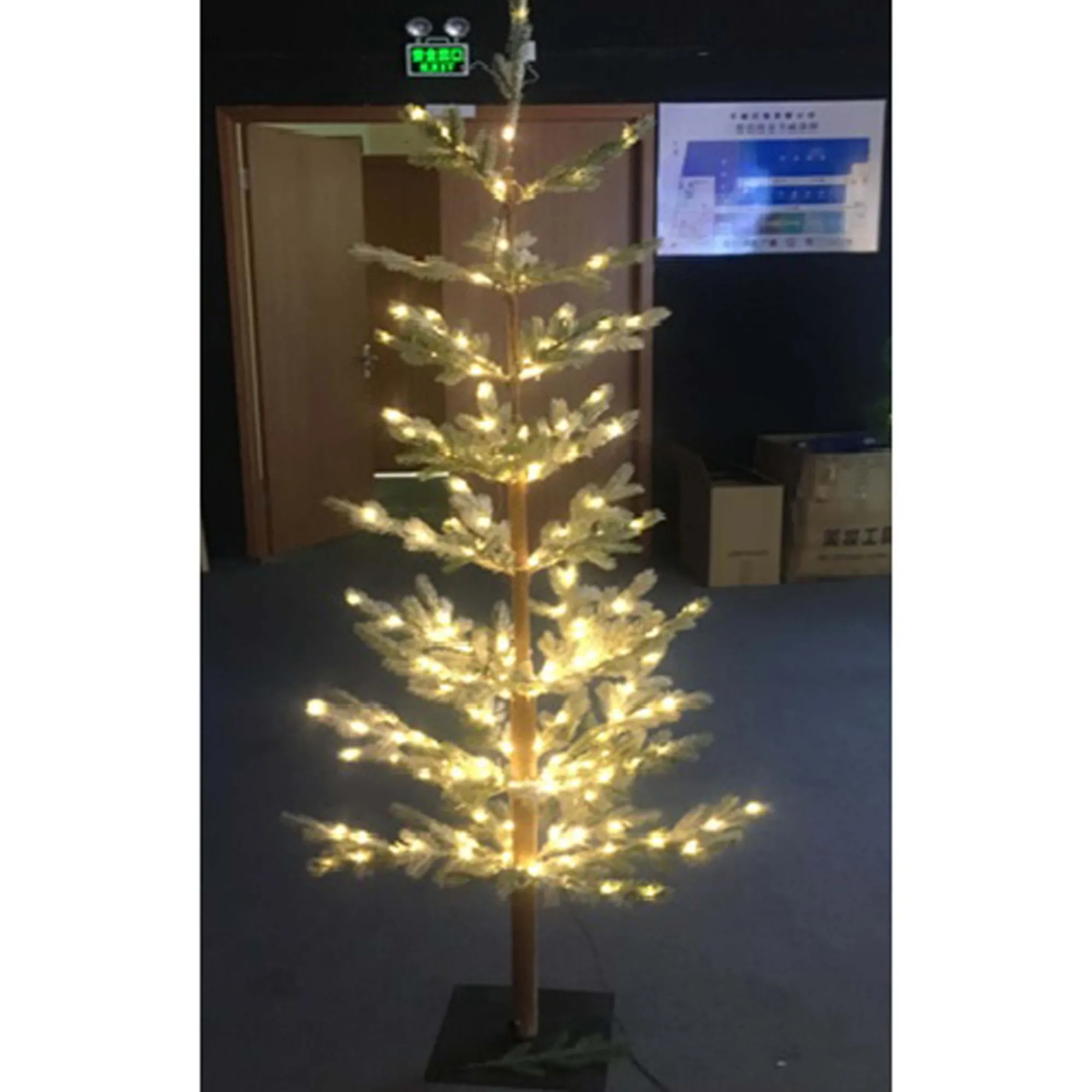 Hi-Line Gifts Snowing-5.75' Pre-Lit Pencil Pine Snow Artificial Christmas Tree - Warm White Led Lights