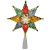 Northlight Stars-8" Pre-Lit Red And Green Crystal 8-Point Star Christmas Tree Topper - Clear Lights