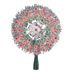 Northlight Stars-8" Pre-Lit Silver Starburst Christmas Tree Topper - Multicolor Lights
