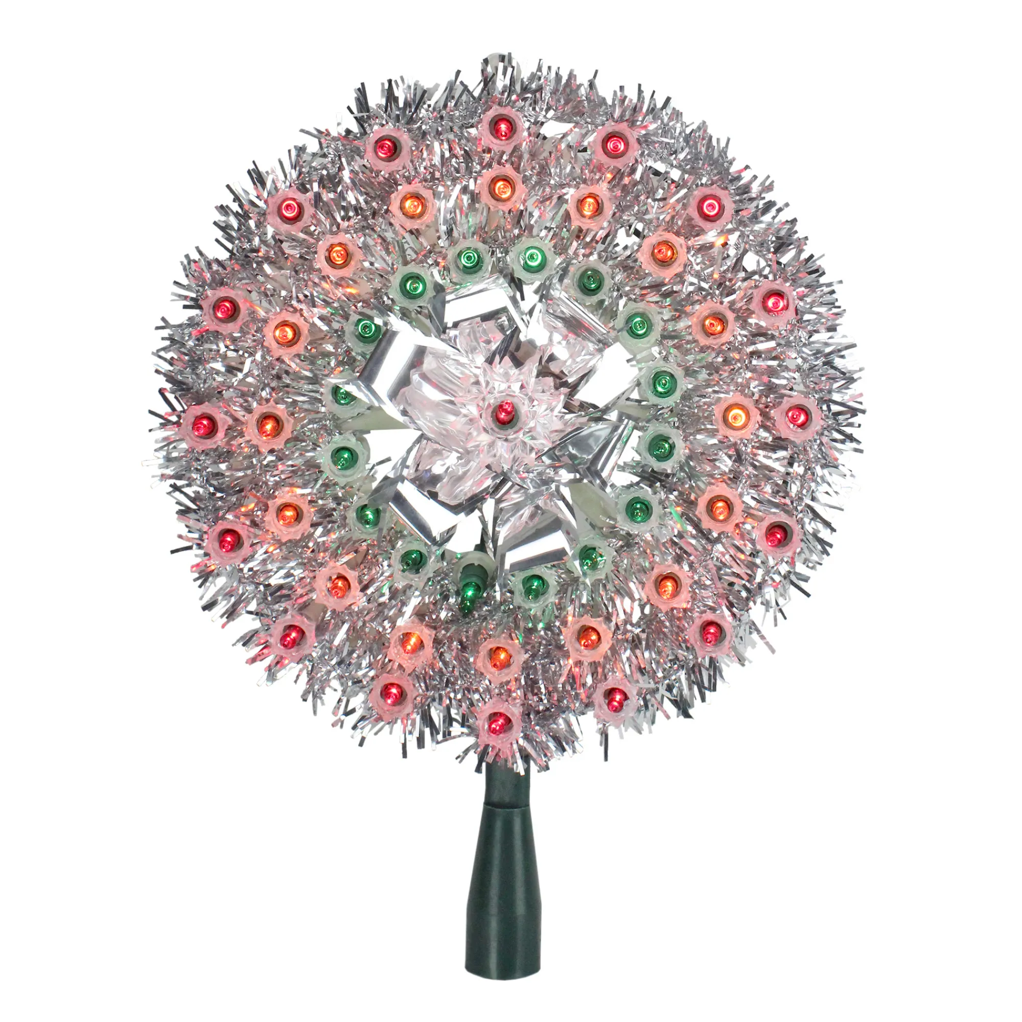 Northlight Stars-8" Pre-Lit Silver Starburst Christmas Tree Topper - Multicolor Lights