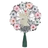 Northlight Stars-7.5" Pre-Lit Silver Tinsel Wreath With Angel Christmas Tree Topper - Multi Lights