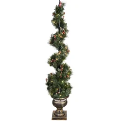 CC Christmas Decor Spiral-4' Pre-Lit Spiral Puleo International Artificial Christmas Tree - White Led Rice Lights