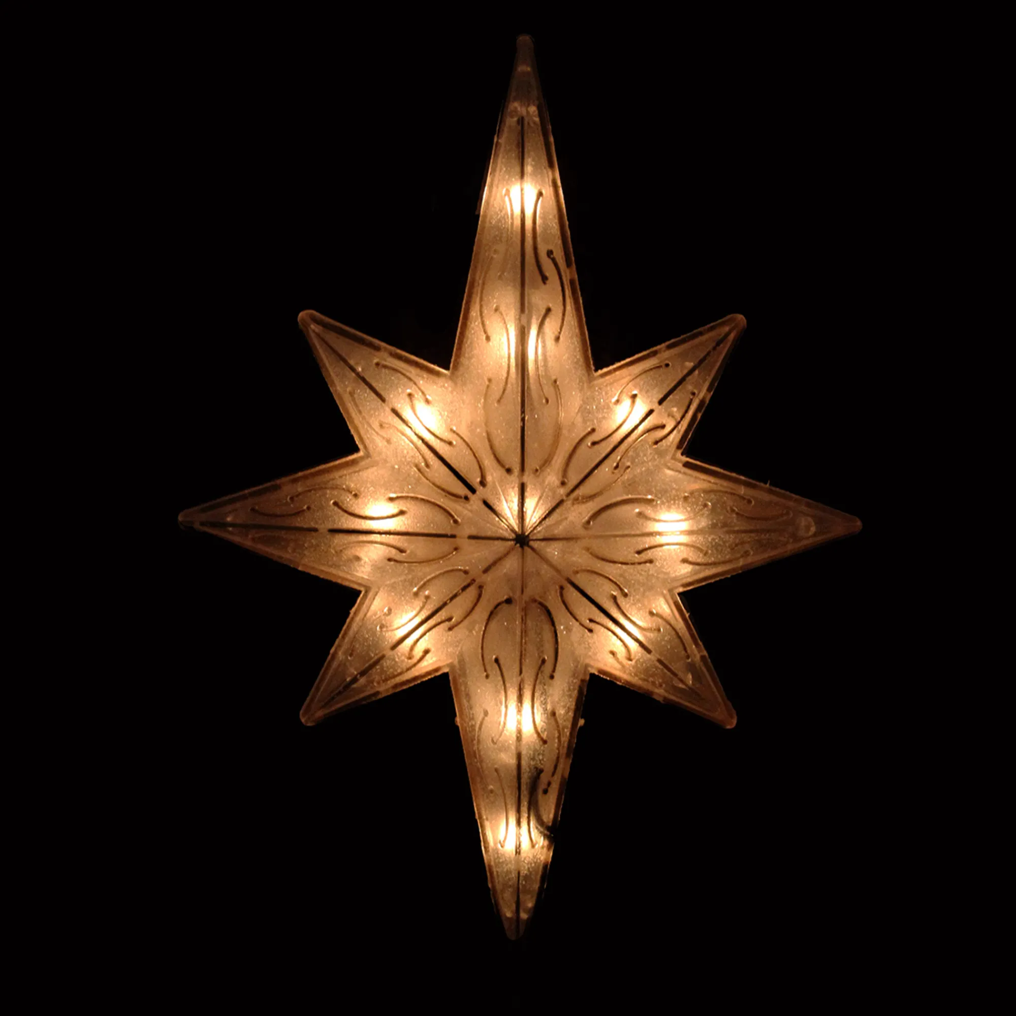 Northlight Stars-11.75" Pre-Lit White Glitter With Gold Scrolling Star Of Bethlehem Christmas Tree Topper