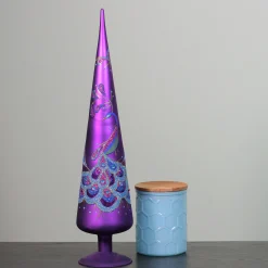 Northlight Finials-18.5" Purple And Blue Glitter Peacock Gem Christmas Tree Topper - Unlit