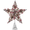 KSA Stars-20" Red And Brown Star With Berries And Pinecone Christmas Tree Topper, Unlit